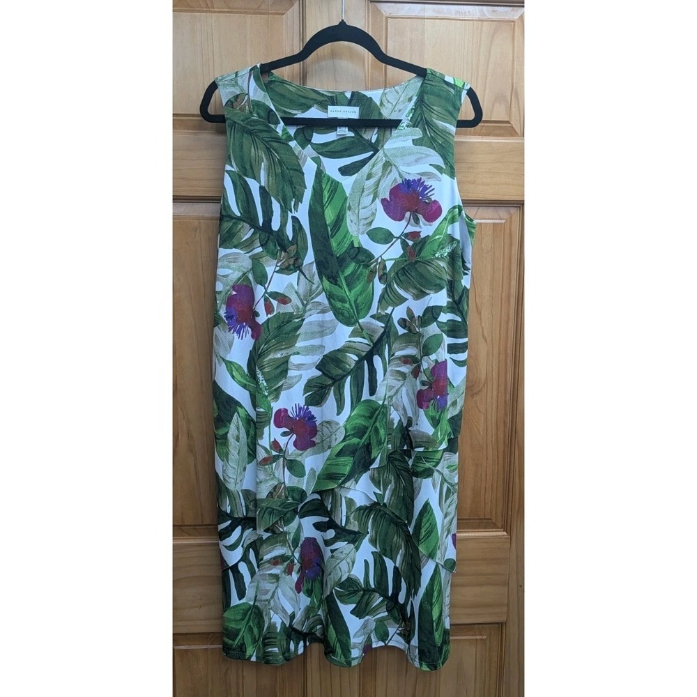 Susan Graver Women's Large Dress Muti Tiers Sleeveless Stretchy Comfortable